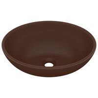 vidaXL ovális matt sötétbarna kerámia luxus mosdókagyló 40 x 33 cm